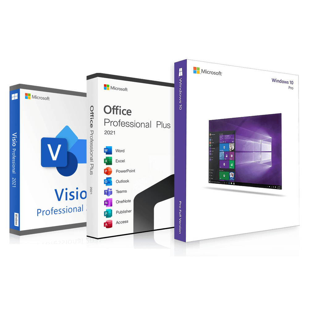 Microsoft Windows 10 Pro + Office 2021 Professional Plus + Visio 2021 Professional | Black Friday | 3 programas al precio de 1